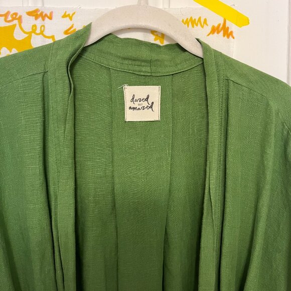Dazed But Amazed Palm Green Linen Robe - Picture 5 of 5